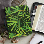Green Bamboo Leaf Pattern Print Leather Bible Cover