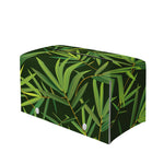 Green Bamboo Leaf Pattern Print Leather Tissue Box Cover