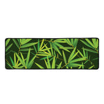 Green Bamboo Leaf Pattern Print Long Kitchen Mat