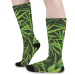 Green Bamboo Leaf Pattern Print Long Socks