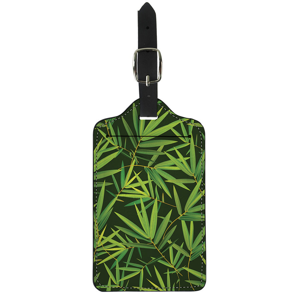Green Bamboo Leaf Pattern Print Luggage Tag