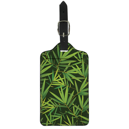 Green Bamboo Leaf Pattern Print Luggage Tag