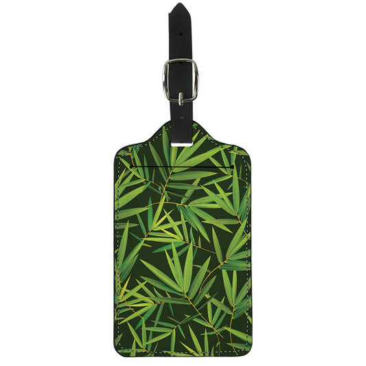 Green Bamboo Leaf Pattern Print Luggage Tag