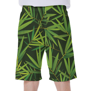 Green Bamboo Leaf Pattern Print Men's Beach Shorts