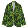 Green Bamboo Leaf Pattern Print Men's Blazer