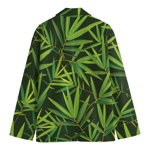 Green Bamboo Leaf Pattern Print Men's Blazer