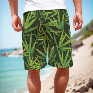 Green Bamboo Leaf Pattern Print Men's Cargo Shorts