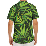 Green Bamboo Leaf Pattern Print Men's Deep V-Neck Shirt