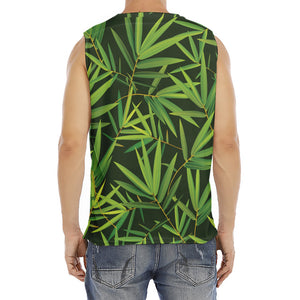 Green Bamboo Leaf Pattern Print Men's Fitness Tank Top