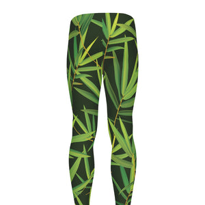 Green Bamboo Leaf Pattern Print Men's leggings