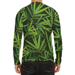 Green Bamboo Leaf Pattern Print Men's Long Sleeve Rash Guard