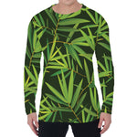 Green Bamboo Leaf Pattern Print Men's Long Sleeve T-Shirt