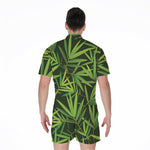 Green Bamboo Leaf Pattern Print Men's Rompers