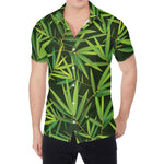 Green Bamboo Leaf Pattern Print Men's Shirt