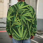 Green Bamboo Leaf Pattern Print Men's Shirt Jacket