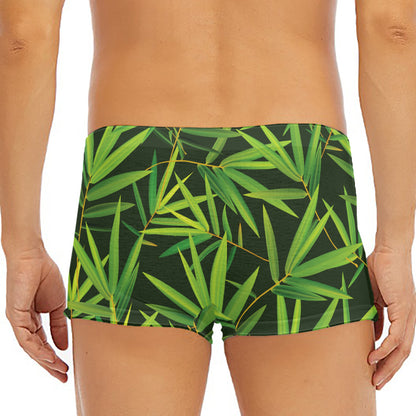 Green Bamboo Leaf Pattern Print Men's Short Boxer Briefs