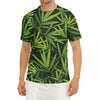 Green Bamboo Leaf Pattern Print Men's Short Sleeve Rash Guard