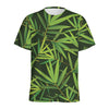 Green Bamboo Leaf Pattern Print Men's Sports T-Shirt