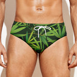 Green Bamboo Leaf Pattern Print Men's Swim Briefs