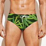 Green Bamboo Leaf Pattern Print Men's Swim Briefs