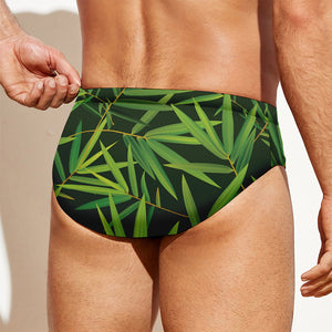 Green Bamboo Leaf Pattern Print Men's Swim Briefs