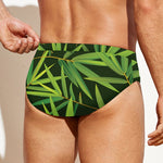 Green Bamboo Leaf Pattern Print Men's Swim Briefs