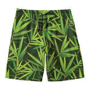 Green Bamboo Leaf Pattern Print Men's Swim Trunks