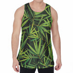 Green Bamboo Leaf Pattern Print Men's Velvet Tank Top
