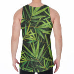 Green Bamboo Leaf Pattern Print Men's Velvet Tank Top