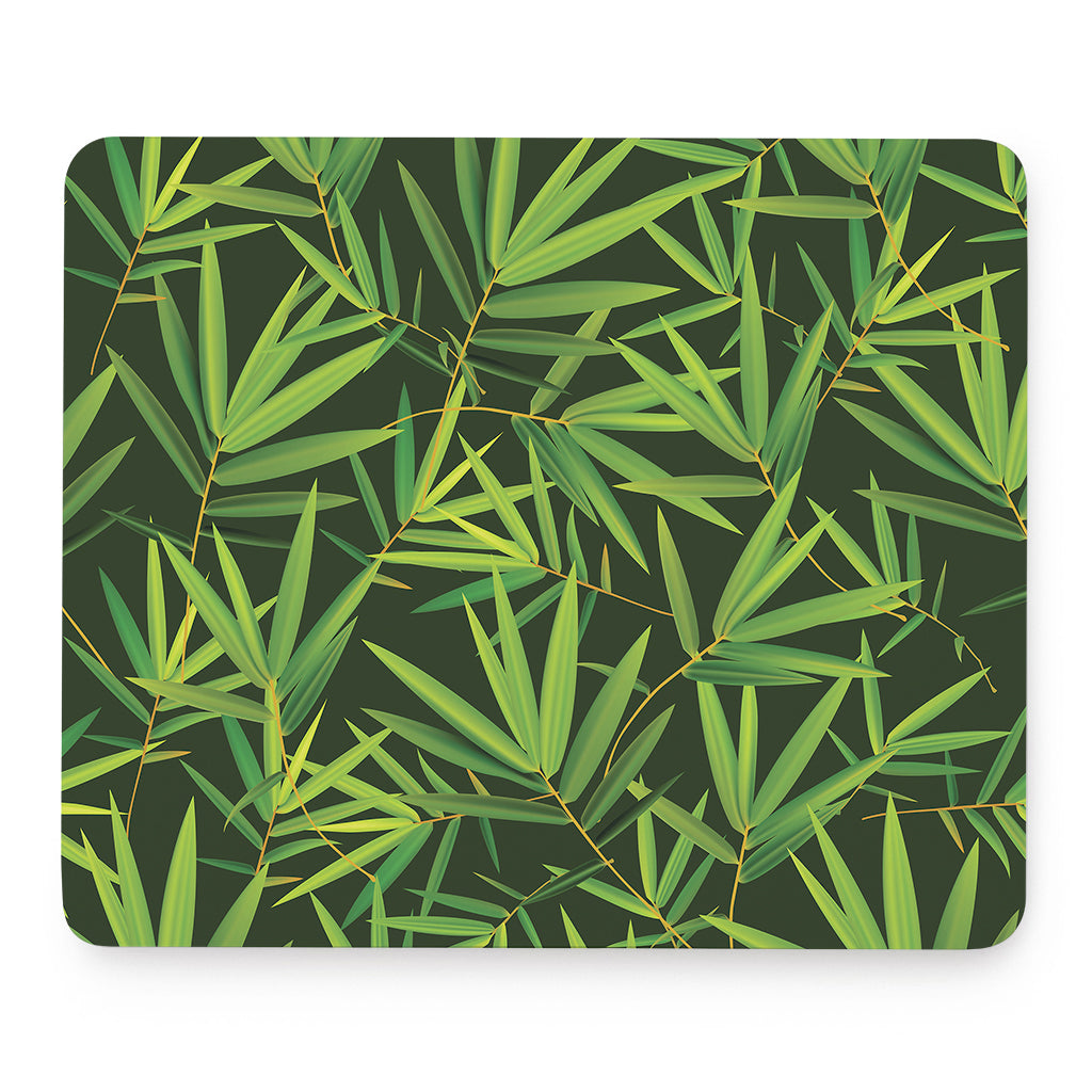Green Bamboo Leaf Pattern Print Mouse Pad