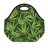 Green Bamboo Leaf Pattern Print Neoprene Lunch Bag