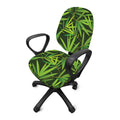 Green Bamboo Leaf Pattern Print Office Chair Cover