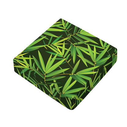 Green Bamboo Leaf Pattern Print Outdoor Seat Cushion Cover