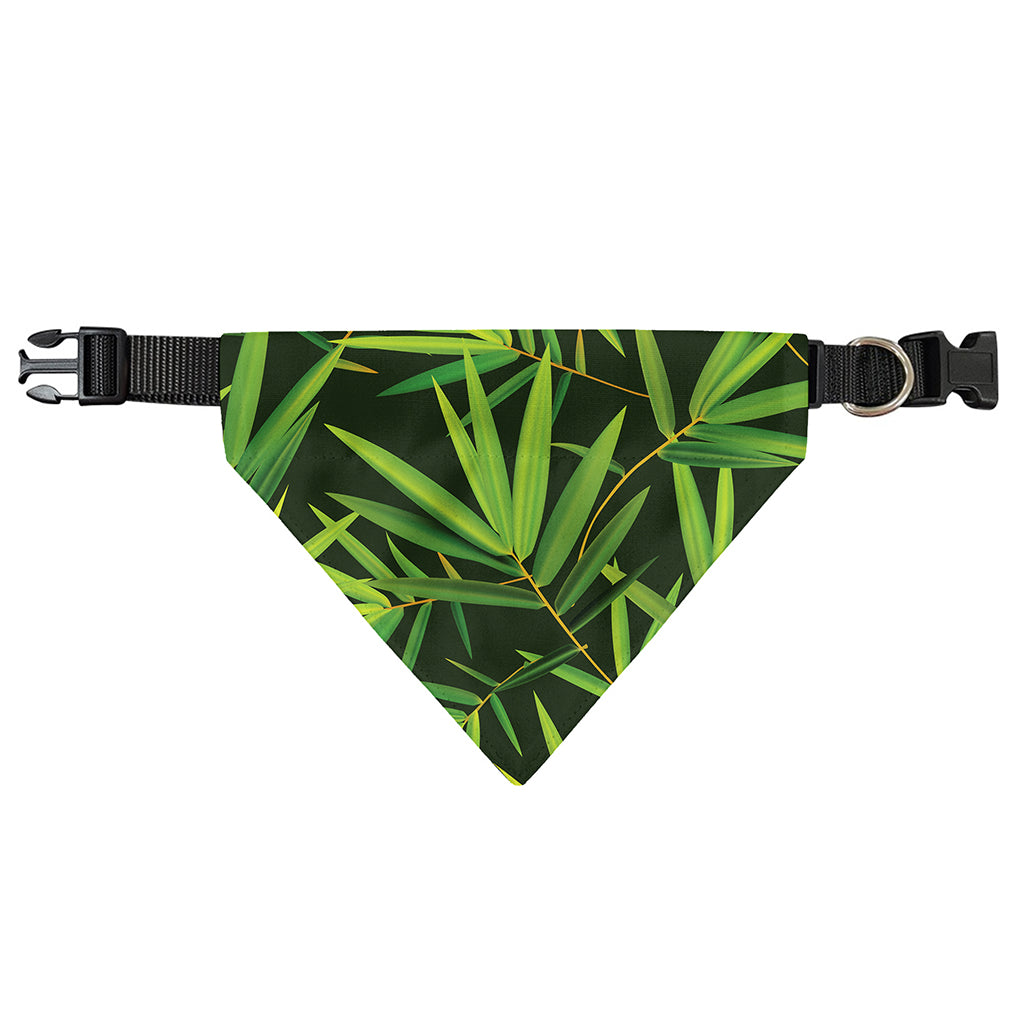 Green Bamboo Leaf Pattern Print Over The Collar Dog Bandana