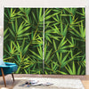 Green Bamboo Leaf Pattern Print Pencil Pleat Curtains