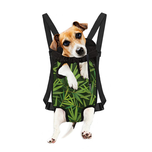 Green Bamboo Leaf Pattern Print Pet Carrier Backpack