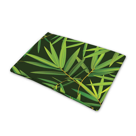 Green Bamboo Leaf Pattern Print Pet Cooling Mat Cover