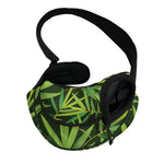 Green Bamboo Leaf Pattern Print Pet Sling Carrier