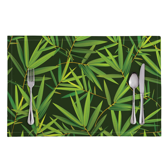 Green Bamboo Leaf Pattern Print Placemat