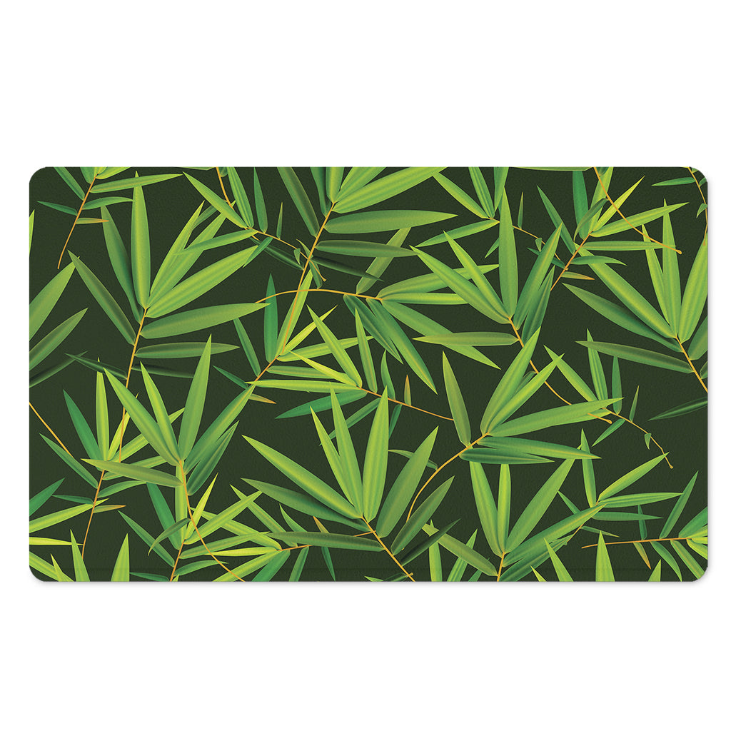 Green Bamboo Leaf Pattern Print Polyester Doormat