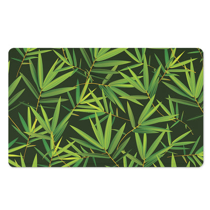Green Bamboo Leaf Pattern Print Polyester Doormat