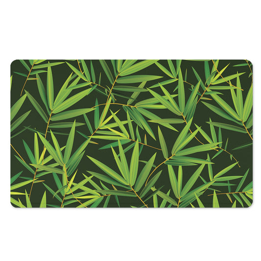 Green Bamboo Leaf Pattern Print Polyester Doormat