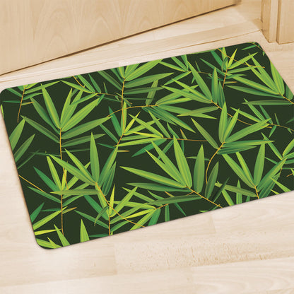 Green Bamboo Leaf Pattern Print Polyester Doormat