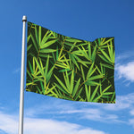 Green Bamboo Leaf Pattern Print Polyester Flag