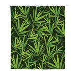Green Bamboo Leaf Pattern Print Polyester Shower Curtain
