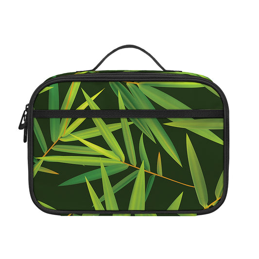 Green Bamboo Leaf Pattern Print Portable Lunch Bag