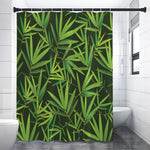 Green Bamboo Leaf Pattern Print Premium Shower Curtain