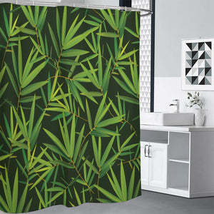 Green Bamboo Leaf Pattern Print Premium Shower Curtain