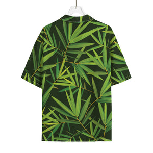 Green Bamboo Leaf Pattern Print Rayon Hawaiian Shirt