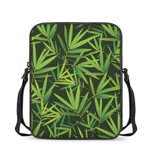 Green Bamboo Leaf Pattern Print Rectangular Crossbody Bag